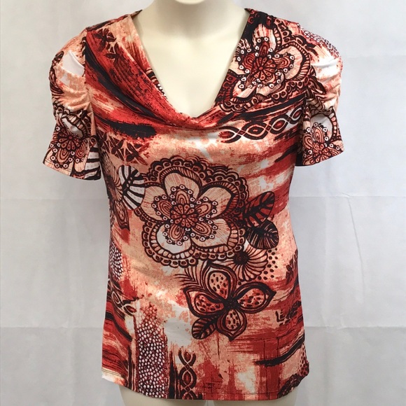 new directions Tops - New Directions print cowl neck blouse